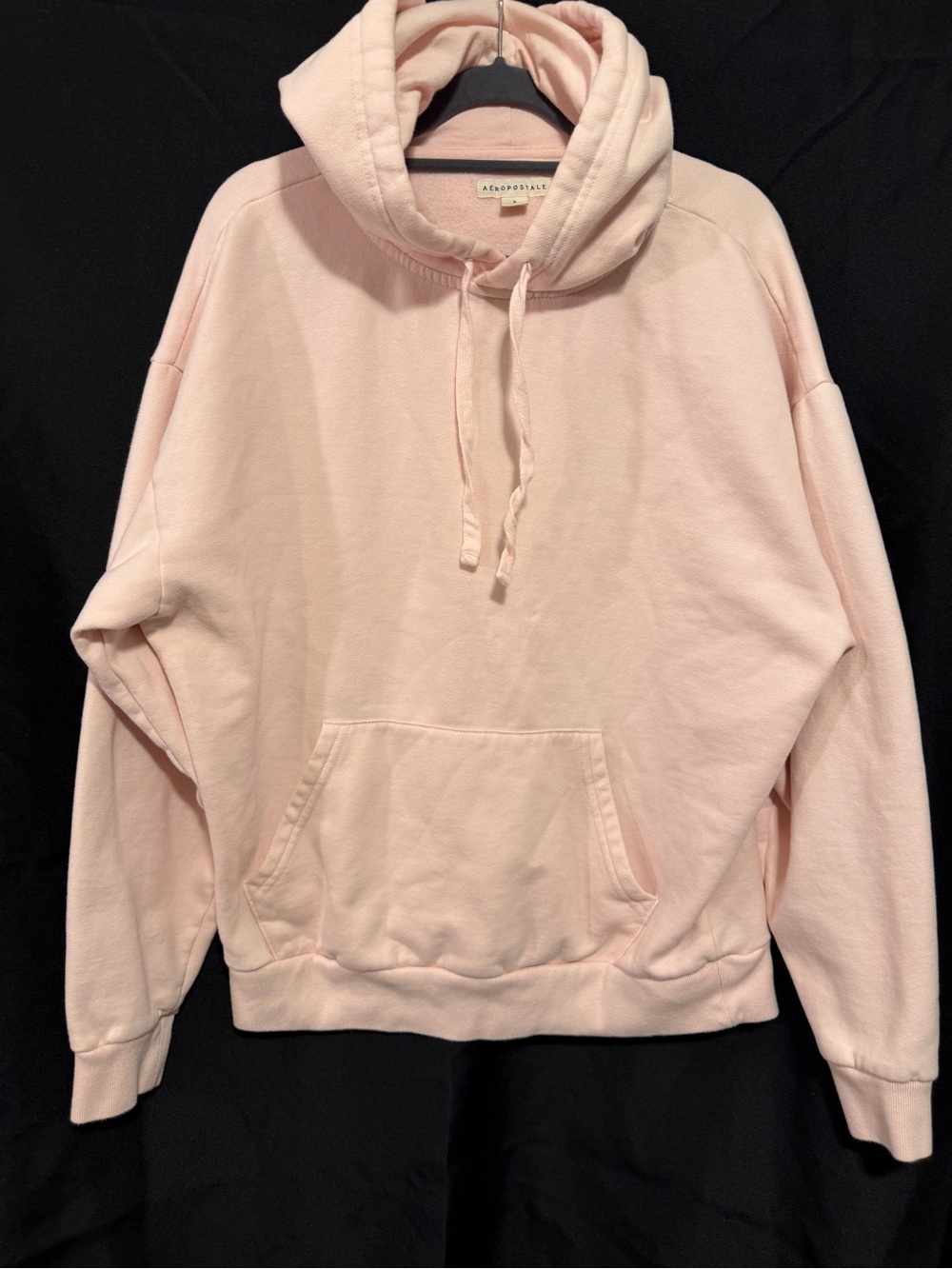 Aeropostale Mens Small Light Pink Cotton Fleece Pullover Hoodie Comfy Oversized